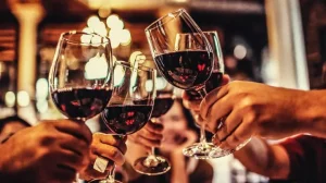 Friends cheers with wine